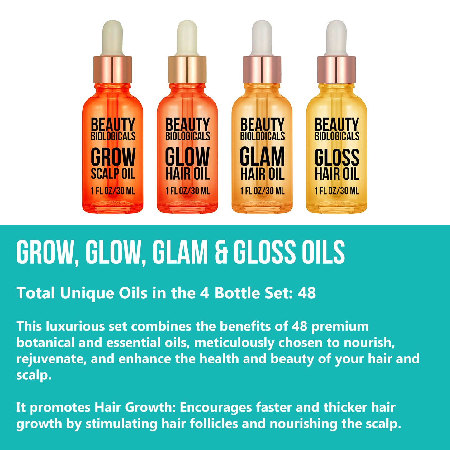 Grow Scalp Oil, Glow, Glam & Gloss Hair Oils